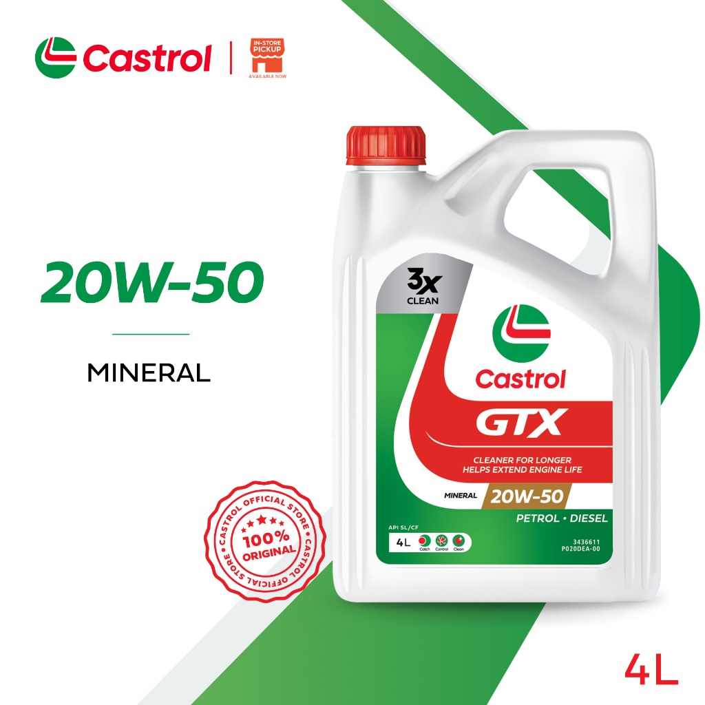 Castrol GTX 20W-50 Motor Yağı 4 Litre (3430155) - Orijinal Ürün Görseli | Petrogen Otomotiv