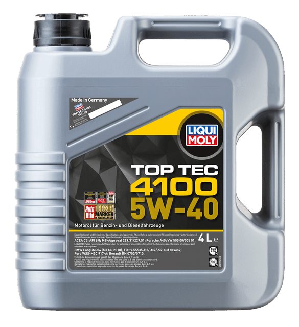 LIQUI MOLY 5W-40 Motor Yağı Tam Sentetik Top Tec 4100 4 Litre (2195) - Orijinal Ürün Görseli | Petrogen Otomotiv