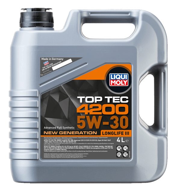 LIQUI MOLY 5W-30 Motor Yağı Tam Sentetik Top Tec 4200 New Generation 4 Litre (3715) - Orijinal Ürün Görseli | Petrogen Otomotiv