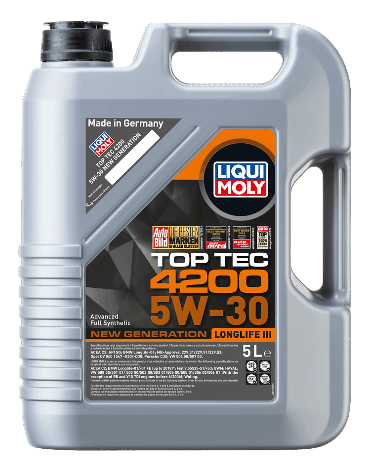 LIQUI MOLY 5W-30 Motor Yağı Tam Sentetik Top Tec 4200 New Generation 5 Litre (8973) - Orijinal Ürün Görseli | Petrogen Otomotiv