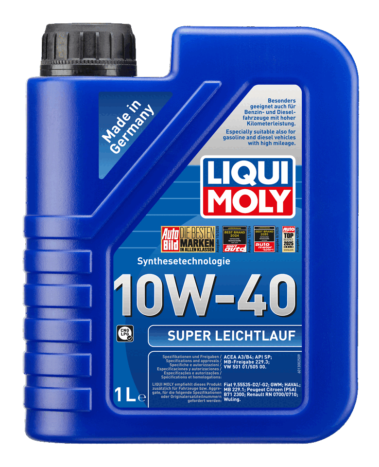 LIQUI MOLY 10W-40 Motor Yağı Super Leichtlauf 1 Litre (9503) - Orijinal Ürün Görseli | Petrogen Otomotiv